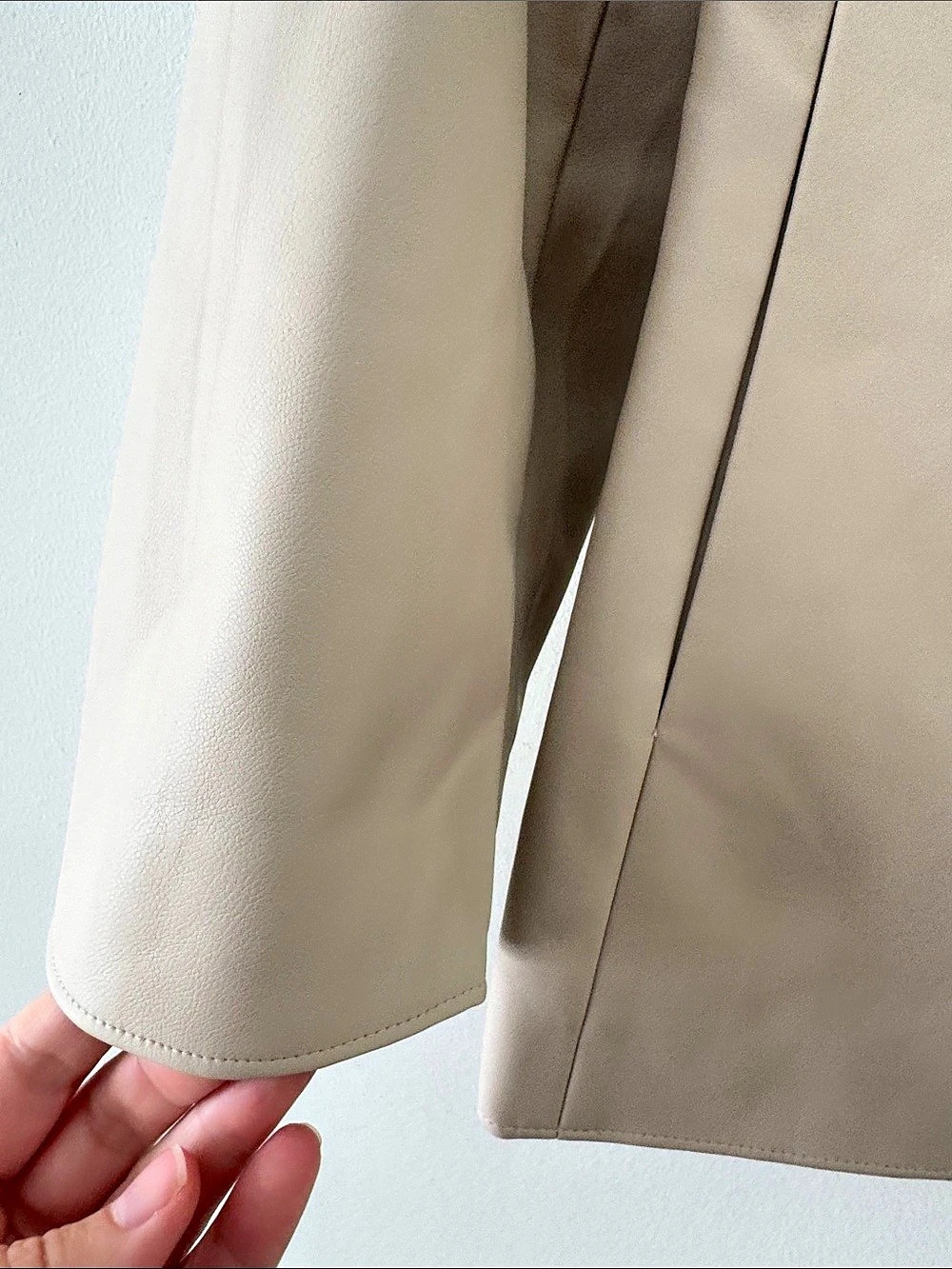 Chicos Faux Leather Blazer Beige Size 3 (16) - Picture 8 of 9